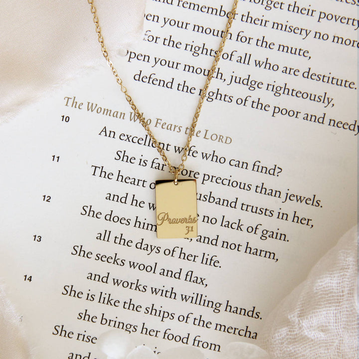 Proverbs 31 Necklace | A woman who fears the Lord is to be praised | Christian necklace for women