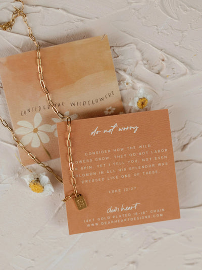 Do Not Worry Gold Tag Necklace | Dear Heart