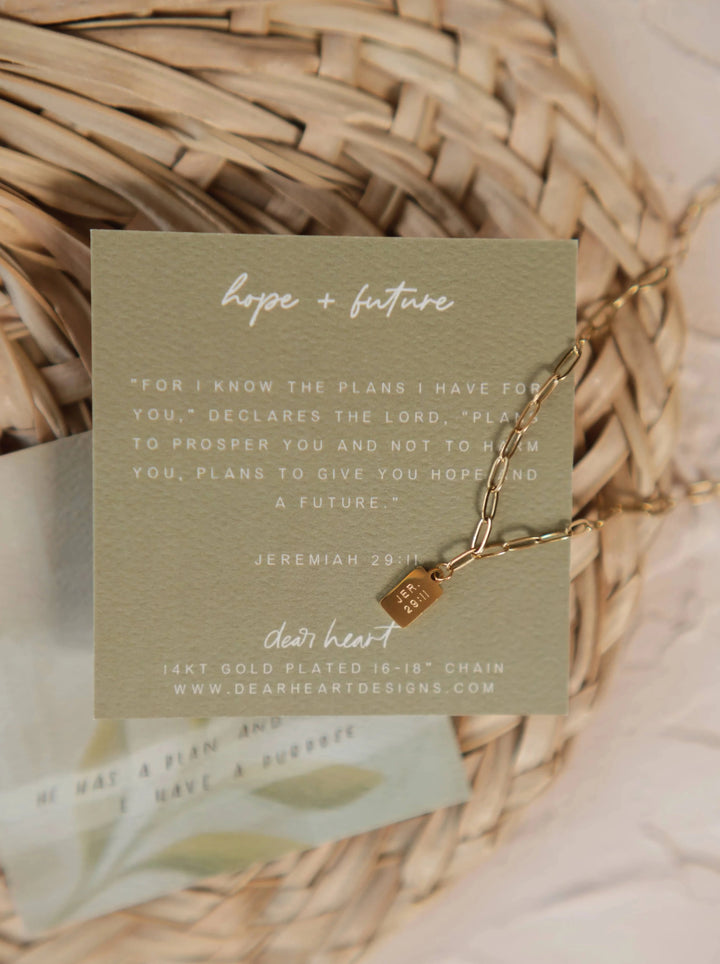 Hope and a Future Necklace | Jeremiah 29:11 | Dear Heart Jewelry | Christian Necklace