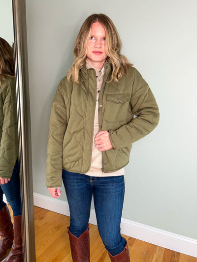 Thread and Supply Burke Jacket in Olive Green | Vintage Quilted Jacket