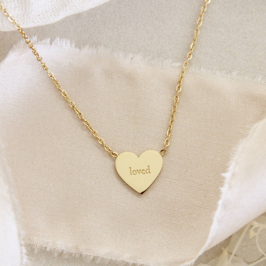 Loved and Wonderfully Made Gold Heart Pendant Necklace | Christian Necklace