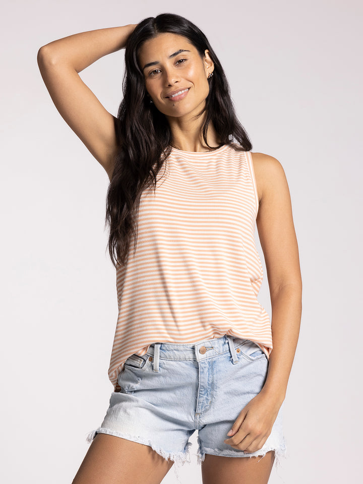 Thread and Supply Sinclair Tank | Ivory and peach striped tank top