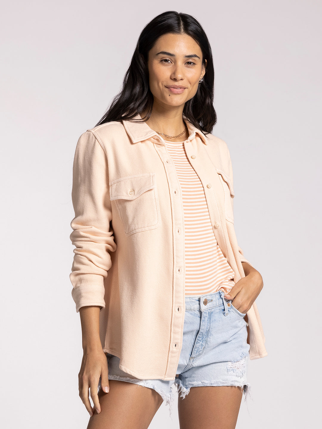Thread and Supply Brylee Shirt | Bubble Pink Button Up Shirt