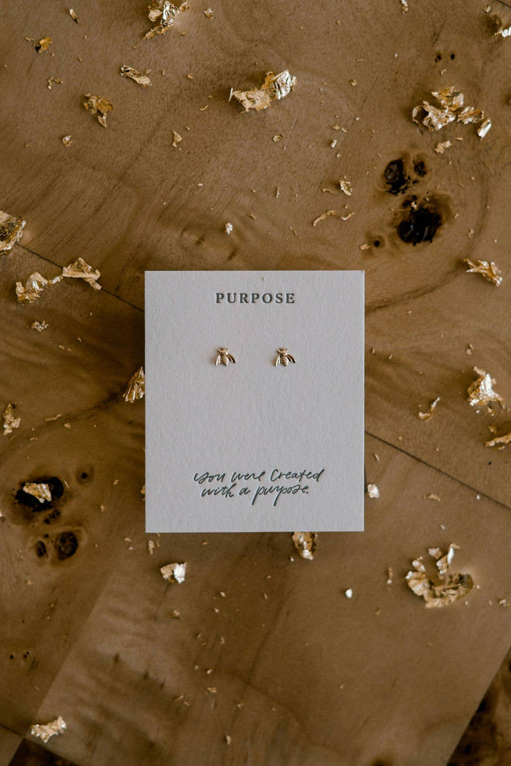 Purpose Bee Stud Earrings | Dear Heart Jewelry | Christian Earrings