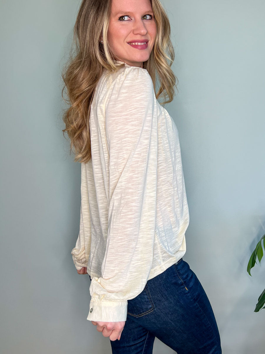 Ivory Long Sleeve Top with Bell Sleeves