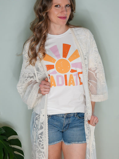 Radiate Christian T-shirt with Floral Lace Kimono