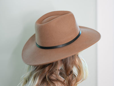 Wool Felt Fedora Hat with Leather Buckle Side